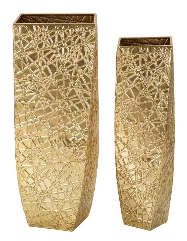 Set di 2 vasi Ritaldi, 34x34 h90 cm, Oro