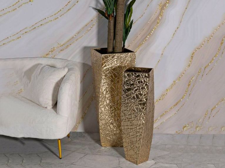 Set di 2 vasi Ritaldi, 34x34 h90 cm, Oro