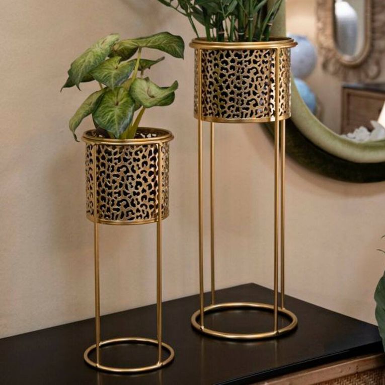 Set di 2 vasi Robert, Oro, 17x17 h46 cm