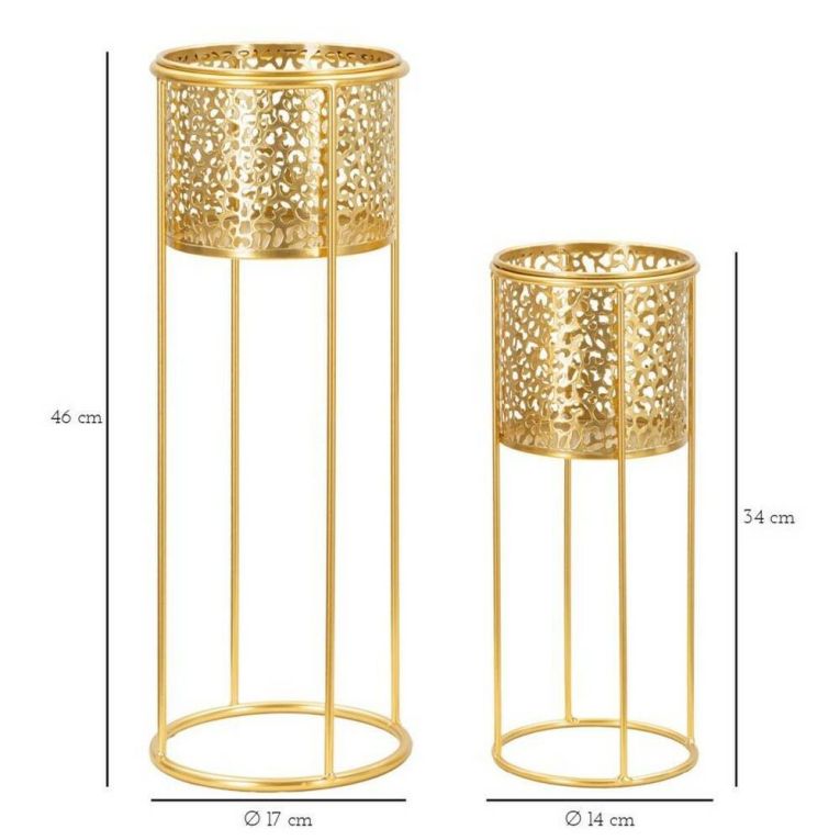 Set di 2 vasi Robert, Oro, 17x17 h46 cm