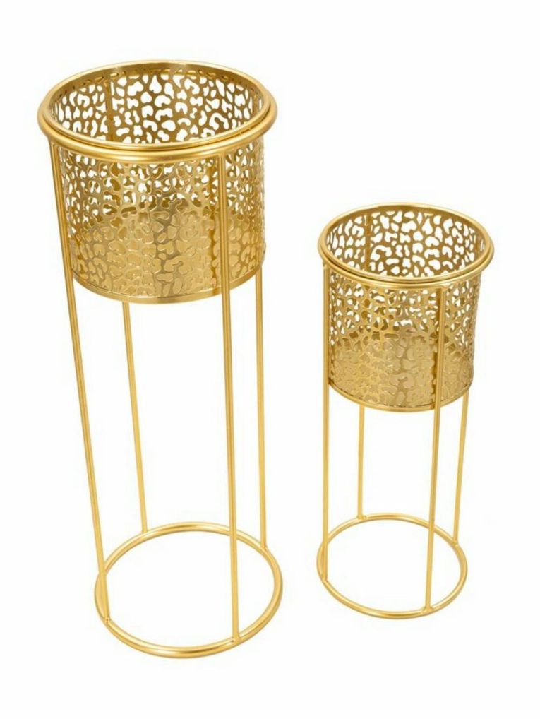 Set di 2 vasi Robert, Oro, 17x17 h46 cm