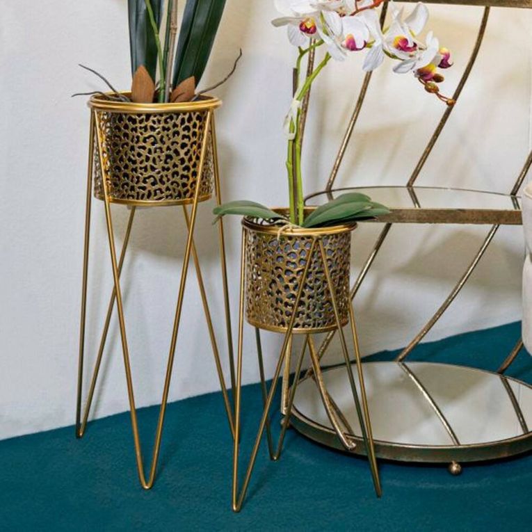 Set di 2 vasi Robert, Oro, 21x20 h46 cm