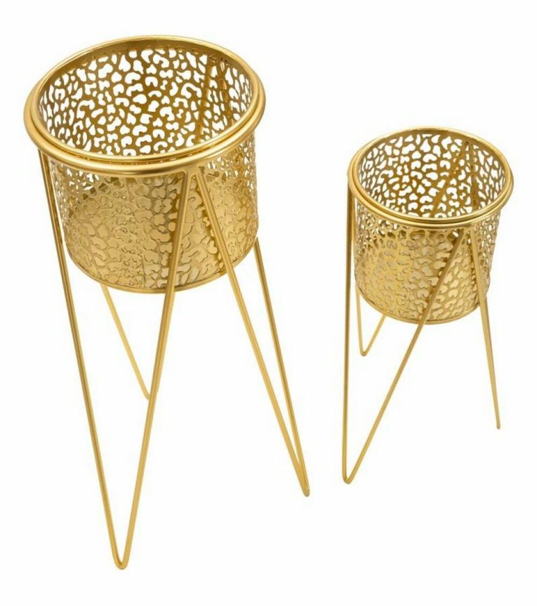 Set di 2 vasi Robert, Oro, 21x20 h46 cm