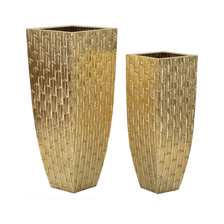 Set di 2 vasi Tirreni, 40x40 h99 cm, Oro