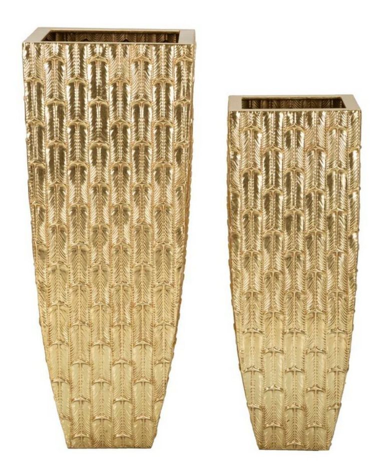 Set di 2 vasi Tirreni, 40x40 h99 cm, Oro