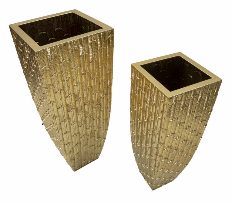 Set di 2 vasi Tirreni, 40x40 h99 cm, Oro