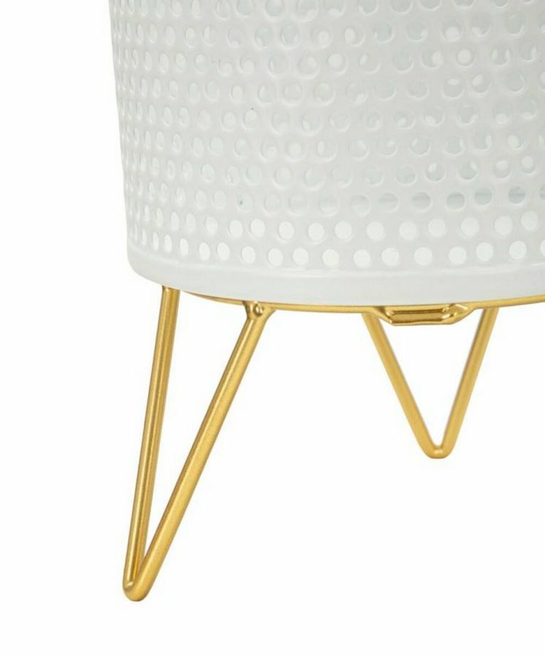 Set di 2 vasi Vif, 16x16 h20 cm, Bianco e Oro