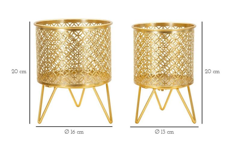 Set di 2 vasi Vif, 16x16 h20 cm, Oro