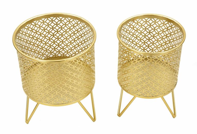 Set di 2 vasi Vif, 16x16 h20 cm, Oro