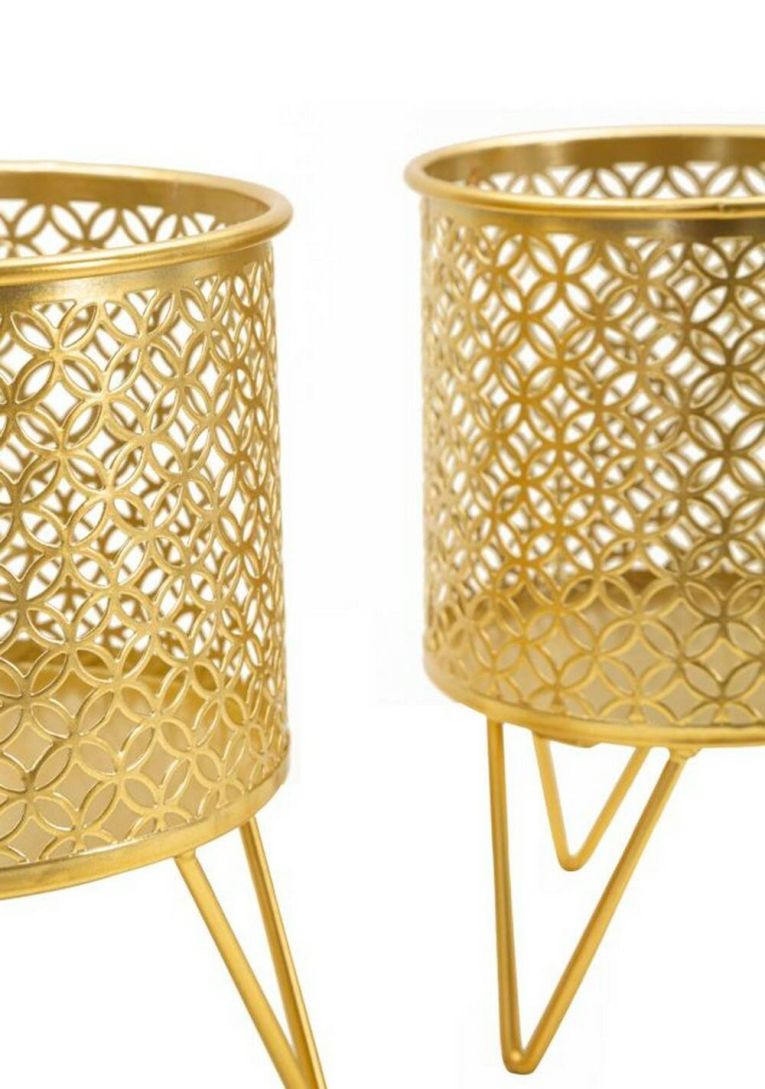 Set di 2 vasi Vif, 16x16 h20 cm, Oro