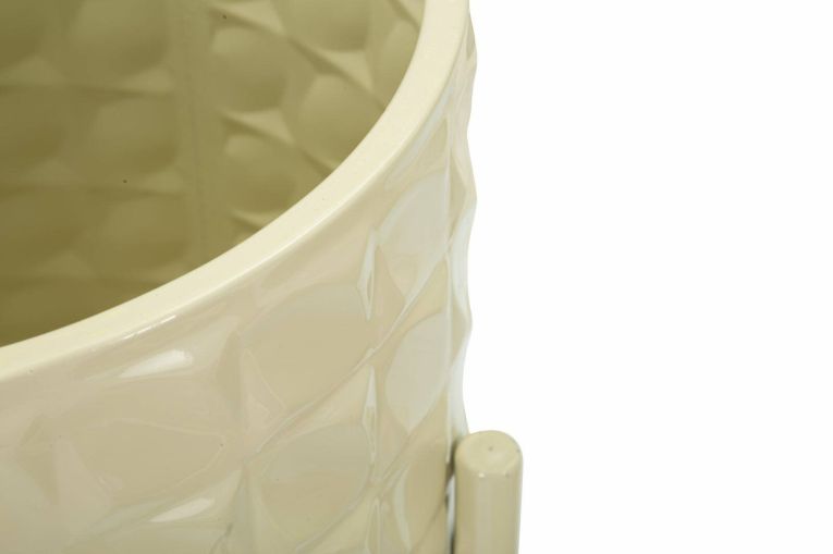 Set di 3 portavasi Buller, Complemento d'arredo, Articolo decorativo, Accessorio d'arredo, 36x36 h57 cm, Crema