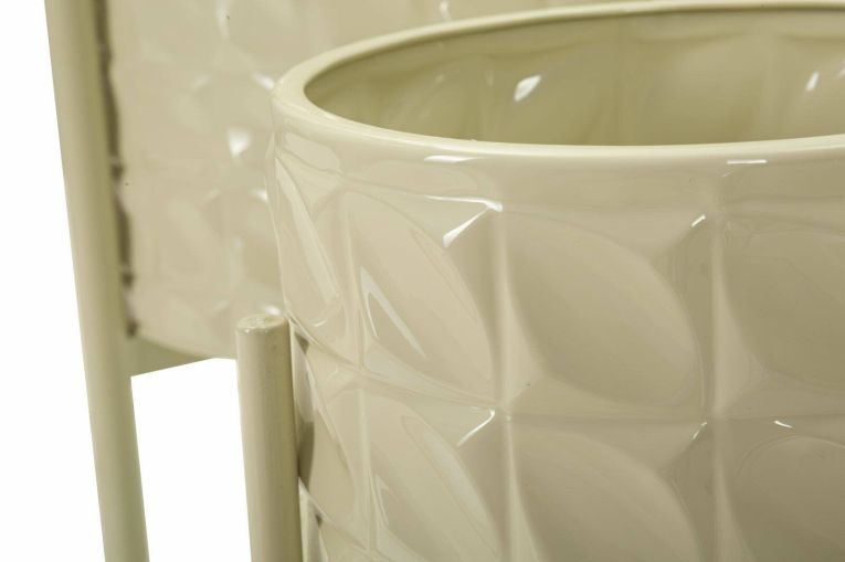 Set di 3 portavasi Cisterna, 36x36 h57 cm, Crema