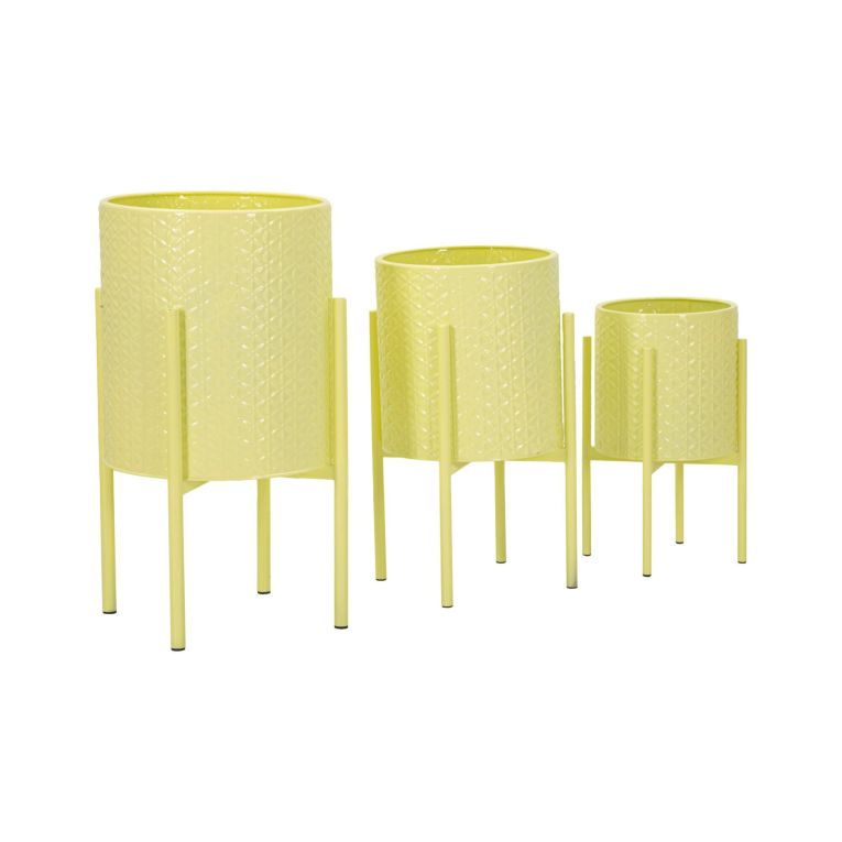 Set di 3 portavasi Cisterna, 36x36 h57 cm, Giallo
