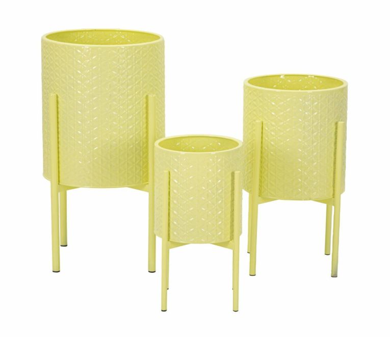 Set di 3 portavasi Cisterna, 36x36 h57 cm, Giallo