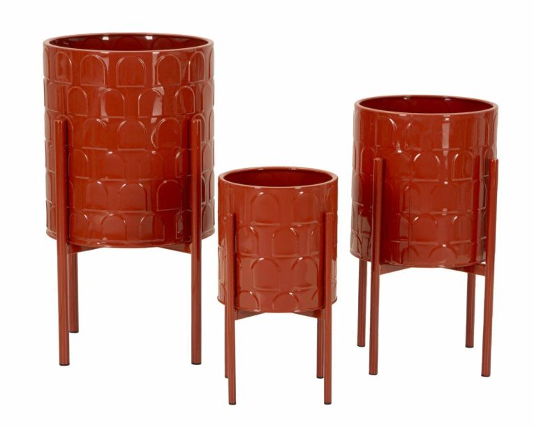 Set di 3 portavasi Cisterna, 36x36 h57 cm, Rosso