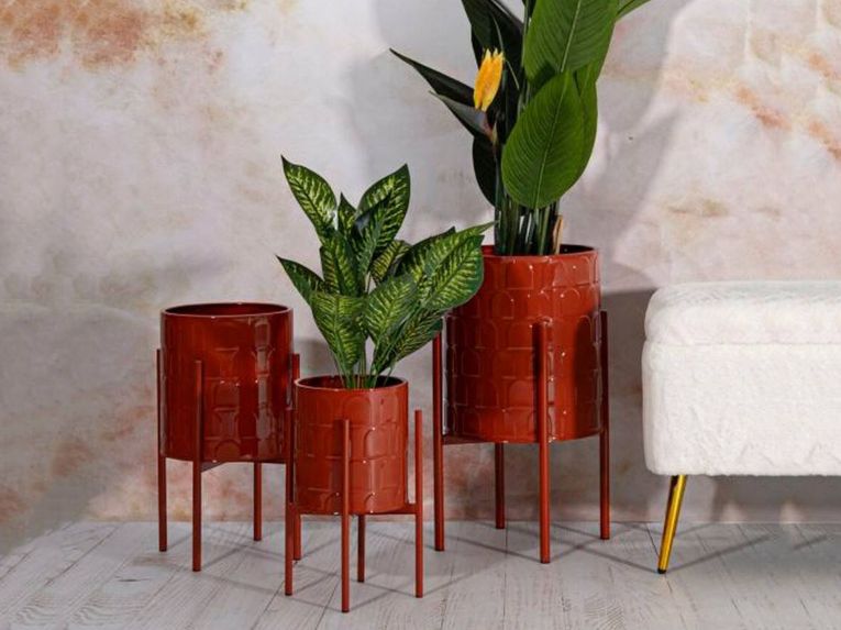 Set di 3 portavasi Cisterna, 36x36 h57 cm, Rosso