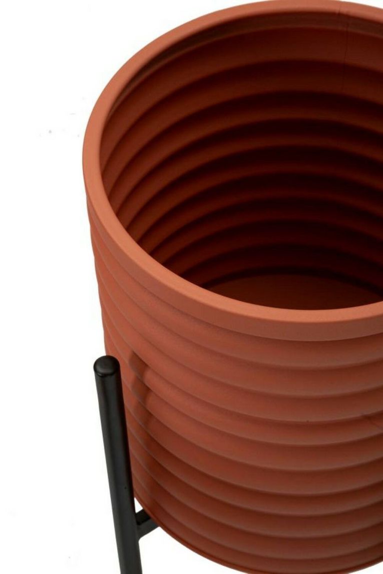 Set di 3 portavasi Cisterna, 36x36 h57 cm, Terracotta e Nero
