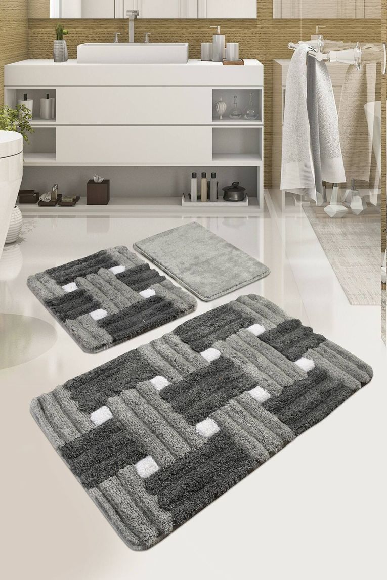 Set di 3 tappeti da bagno Westlake, 100x60 cm, Contrasti moderni