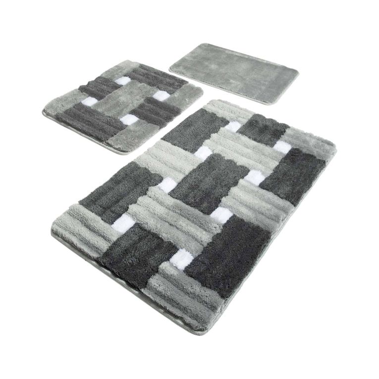 Set di 3 tappeti da bagno Westlake, 100x60 cm, Contrasti moderni