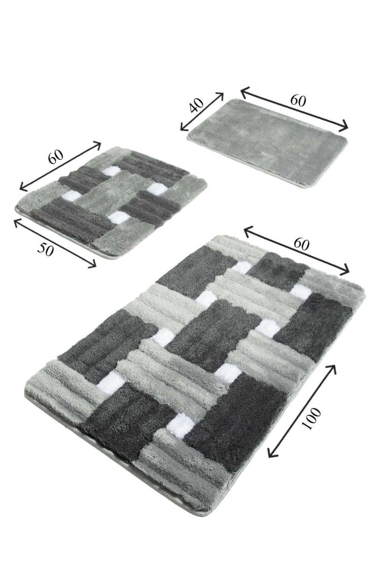 Set di 3 tappeti da bagno Westlake, 100x60 cm, Contrasti moderni