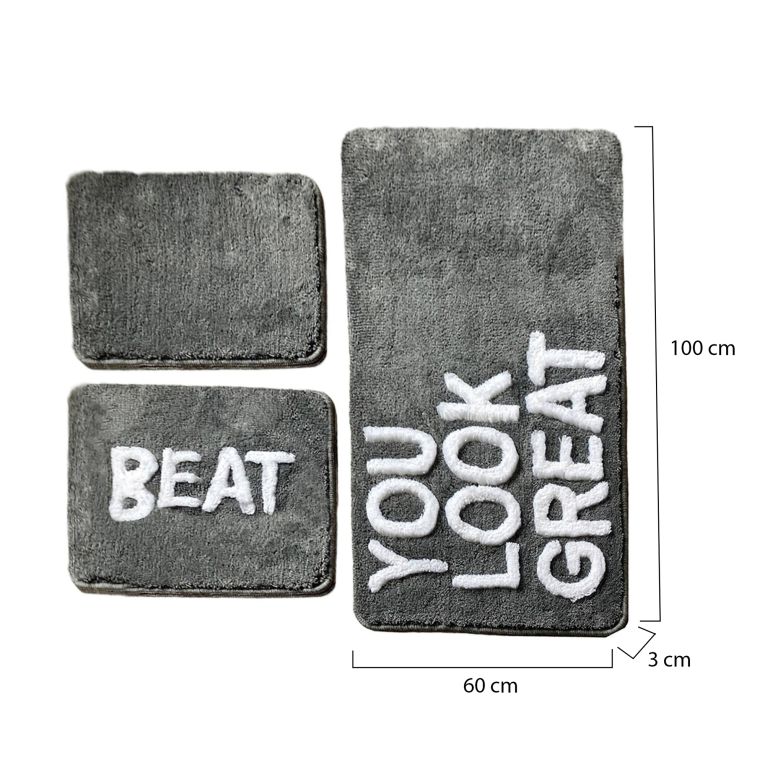 Set di 3 tappeti da bagno Westlake, 100x60 cm, Stile motivazionale