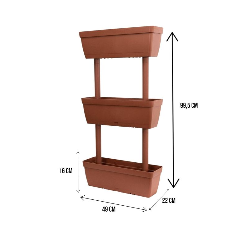 Set di 3 vasi Aldunga, 49x22h16 cm, Marrone