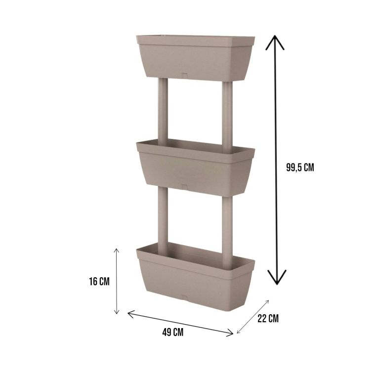 Set di 3 vasi Aldunga, 49x22h16 cm, Tortora