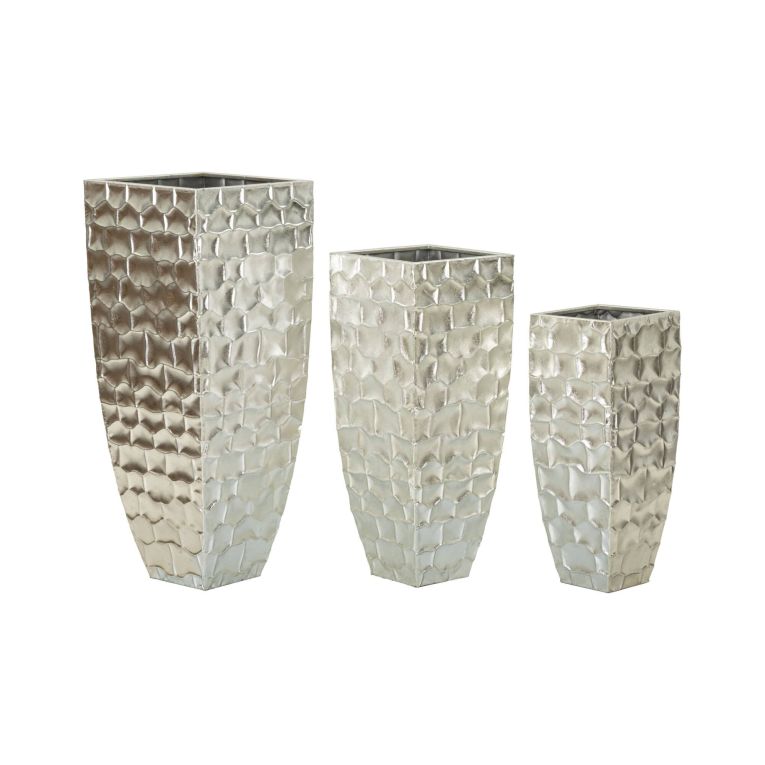 Set di 3 vasi Cavatore, 38x38 h91 cm, Argento