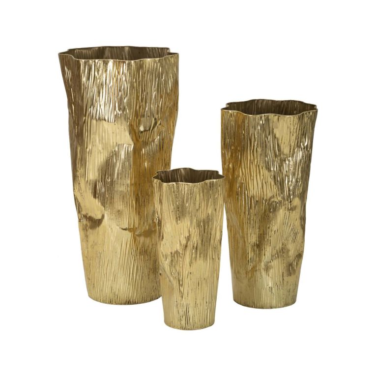 Set di 3 vasi Frentano, 41x39 h83 cm, Oro