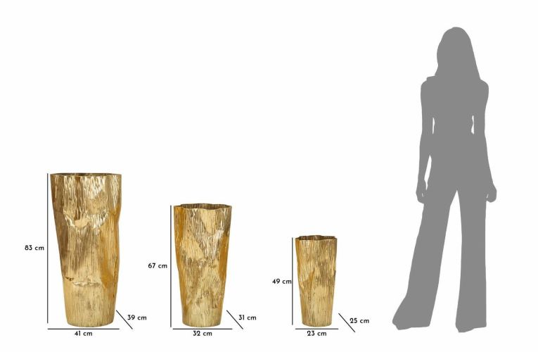 Set di 3 vasi Frentano, 41x39 h83 cm, Oro