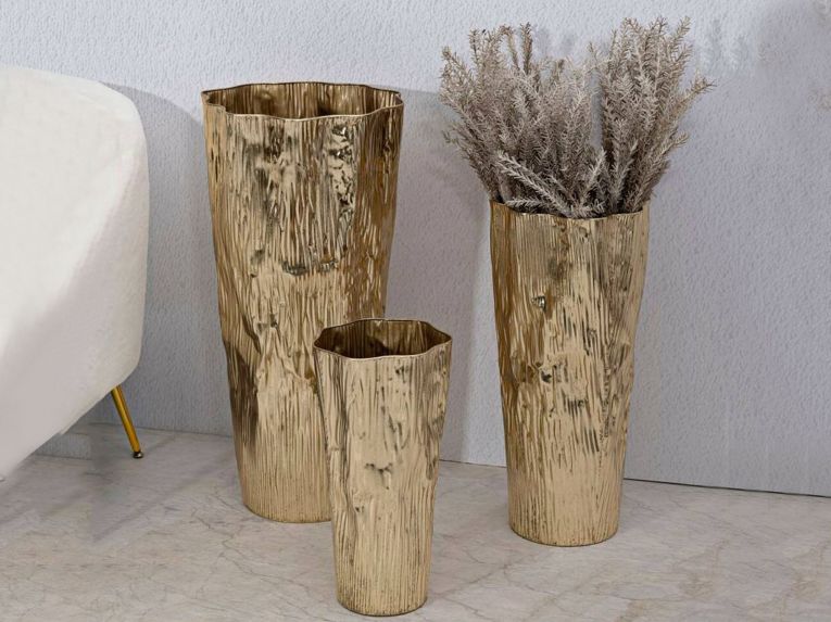 Set di 3 vasi Frentano, 41x39 h83 cm, Oro