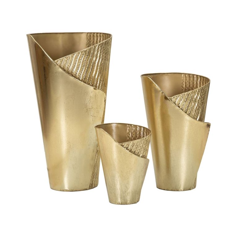 Set di 3 vasi Morrone, 39x42 h75 cm, Oro