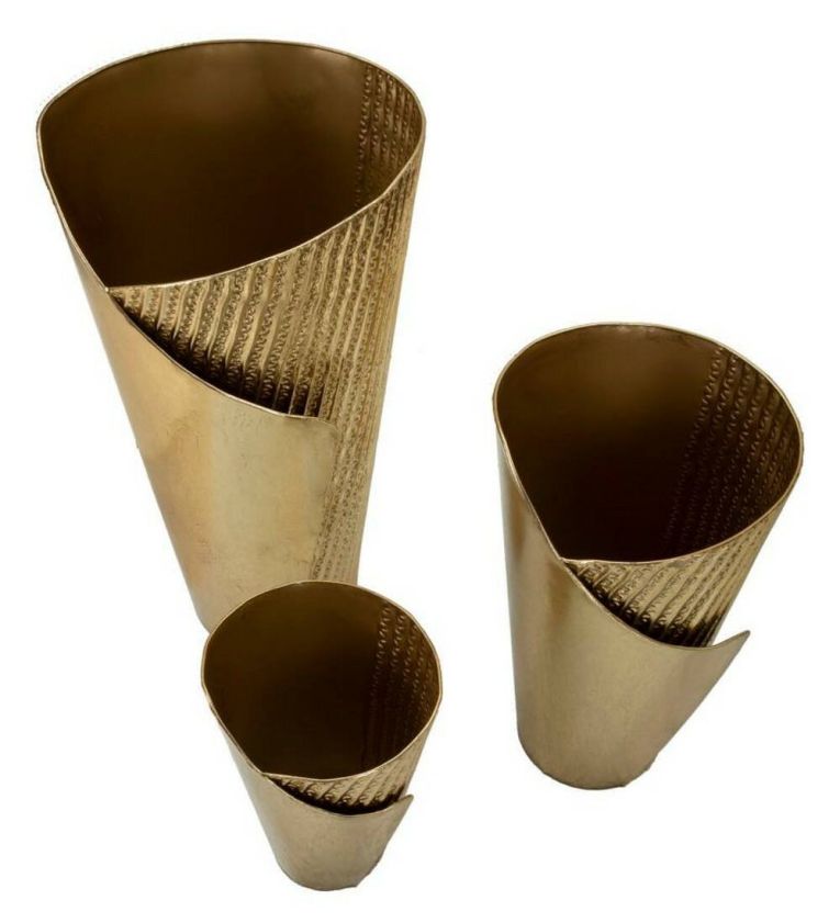 Set di 3 vasi Morrone, 39x42 h75 cm, Oro
