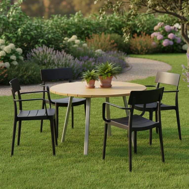 Set di 4 sedie da balcone impilabili antracite - Dompu
