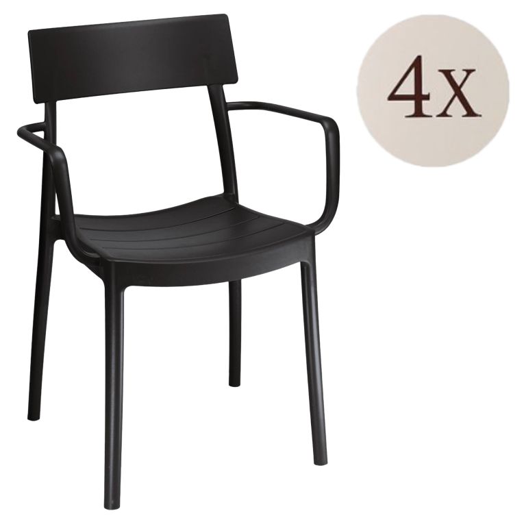 Set di 4 sedie da balcone impilabili antracite - Dompu