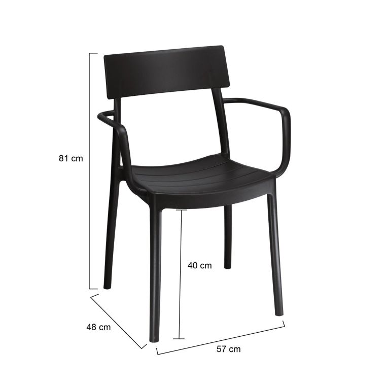 Set di 4 sedie da balcone impilabili antracite - Dompu