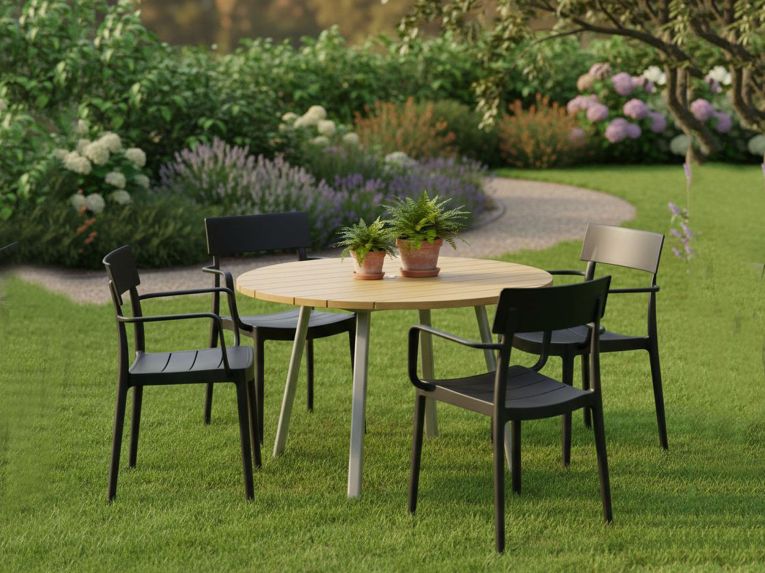 Set di 4 sedie da balcone impilabili antracite - Dompu