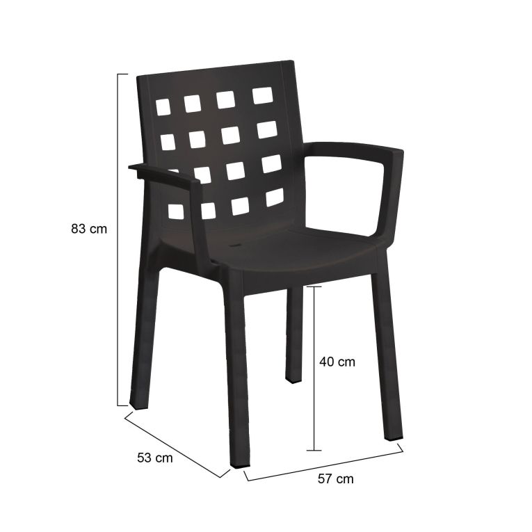 Set di 4 sedie da cortile impilabili antracite - Ambon