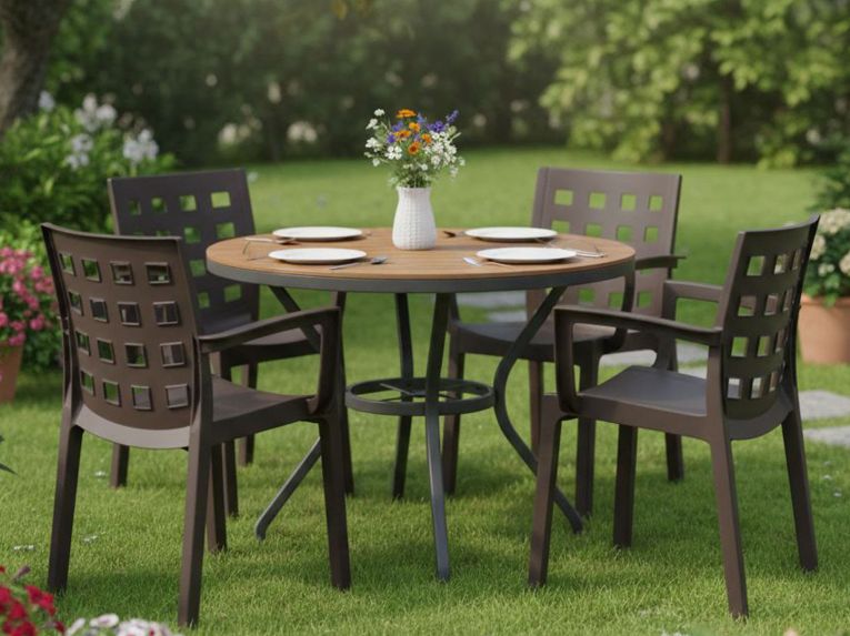Set di 4 sedie da cortile impilabili antracite - Ambon