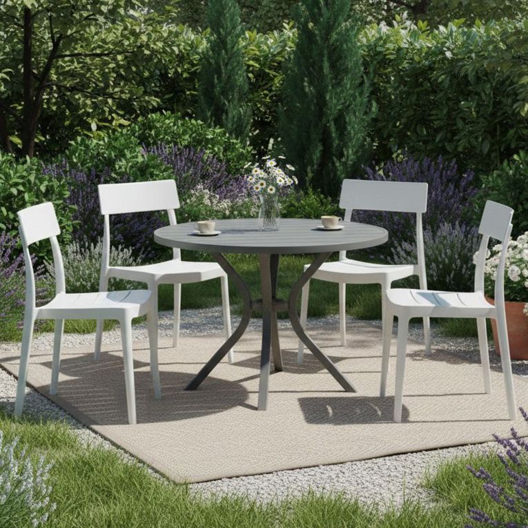 Set di 4 sedie da cortile impilabili bianco - Dumai