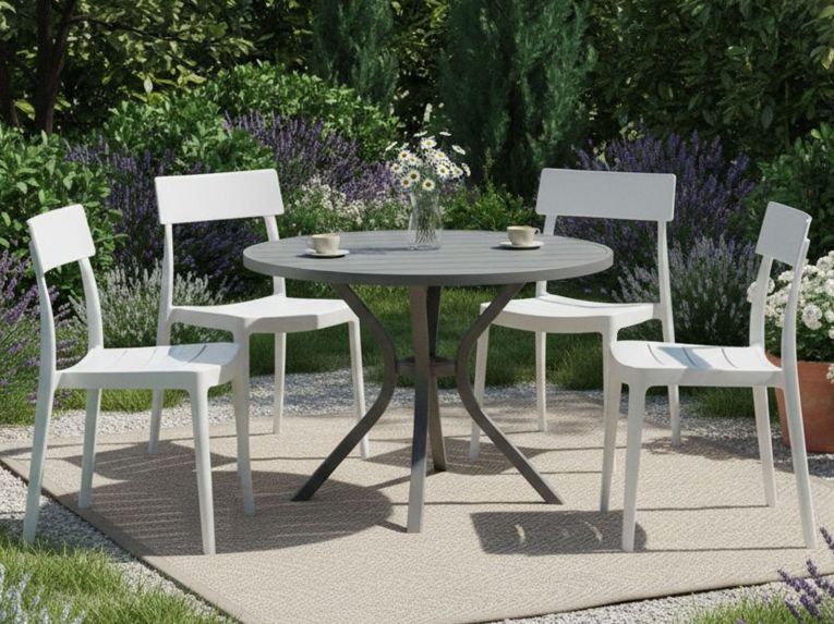 Set di 4 sedie da cortile impilabili bianco - Dumai
