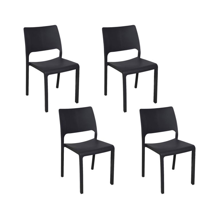 Set di 4 sedie da esterno Ancona, Seduta da giardino, Per indoor o outdoor, Impilabile, Made in Italy, 47x53 h82 cm, Antracite