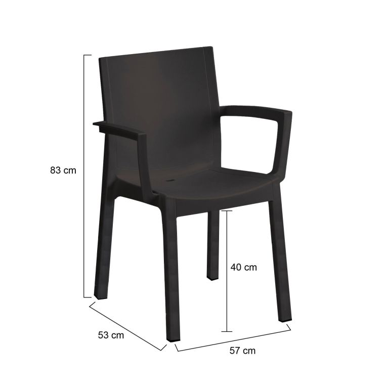 Set di 4 sedie da esterno anti pioggia antracite - Bima
