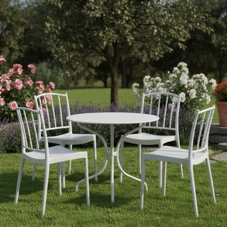 Set di 4 sedie da esterno anti sole bianco - Batam