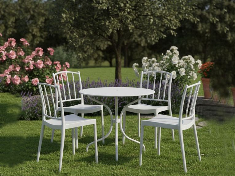 Set di 4 sedie da esterno anti sole bianco - Batam