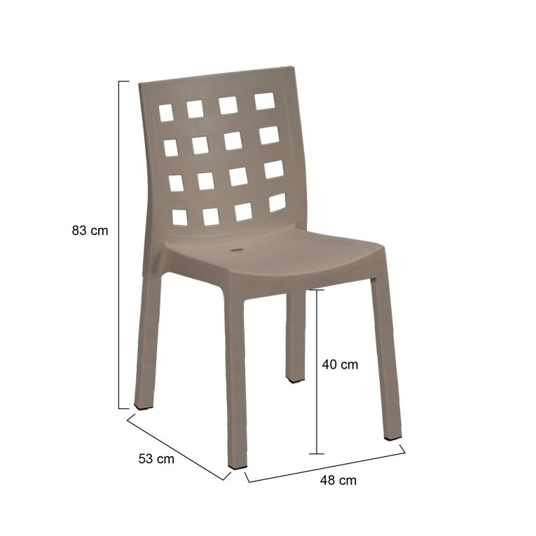 Set di 4 sedie da esterno Bandung, 48x53 h83 cm, Tortora