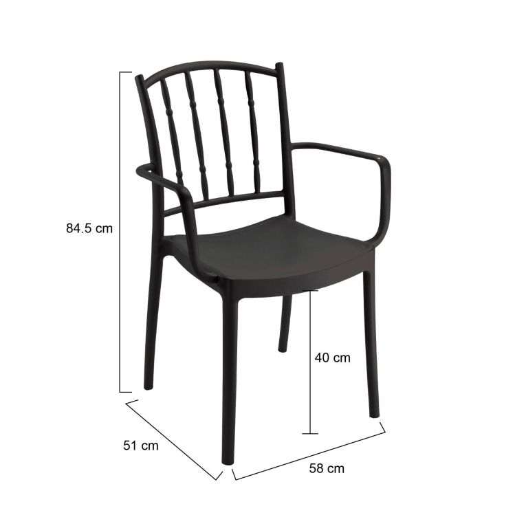 Set di 4 sedie da esterno Banyumas, 57x51 h85 cm, Antracite