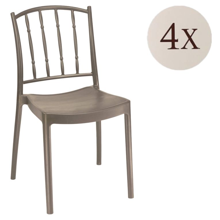 Set di 4 sedie da esterno Batam, 48x51 h85 cm, Tortora