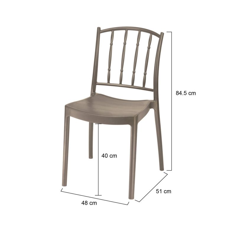Set di 4 sedie da esterno Batam, 48x51 h85 cm, Tortora