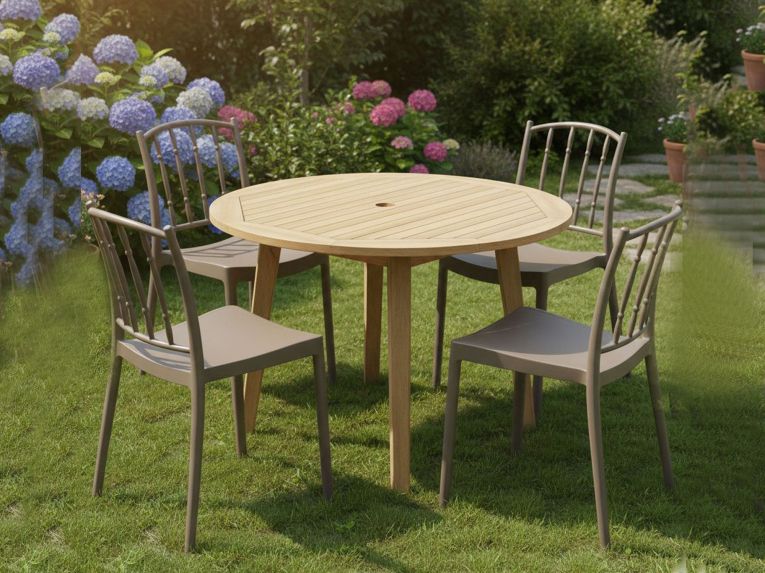 Set di 4 sedie da esterno Batam, 48x51 h85 cm, Tortora